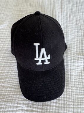 47 Brand Black Cap with White LA Logo